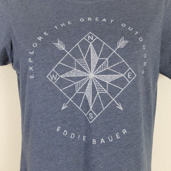 Eddie Bauer Heather Navy Graphic Shirt Size Small - Picture 3 of 6